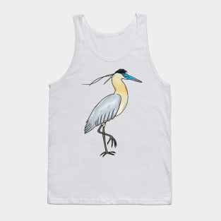 Capped heron bird cartoon illustration Tank Top